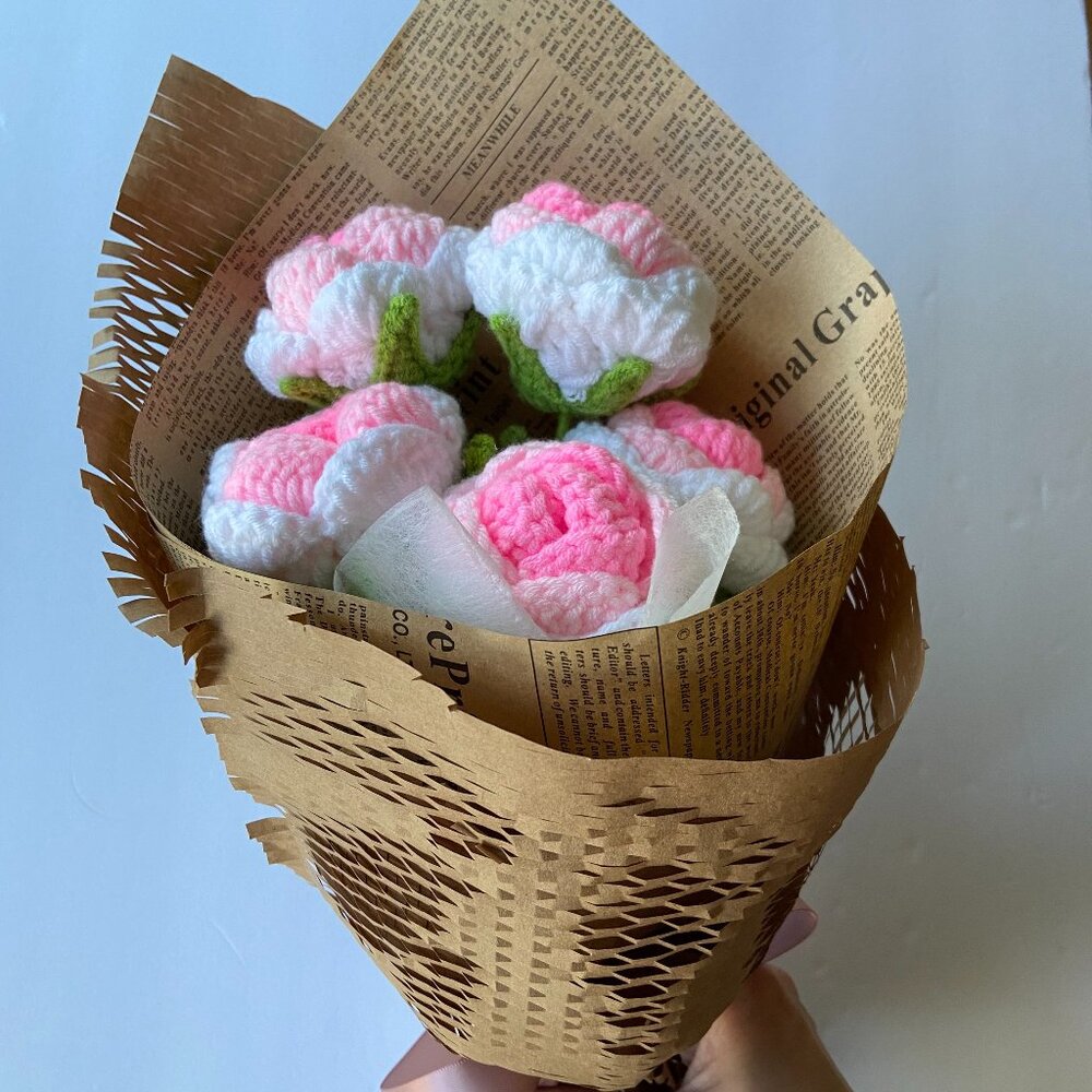 Handmade crochet rose bouquet